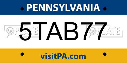 5TAB77 Pennsylvania License Plate