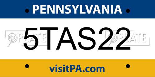 5TAS22 Pennsylvania License Plate