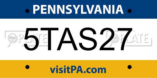 5TAS27 Pennsylvania License Plate