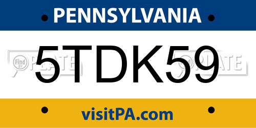 5TDK59 Pennsylvania License Plate