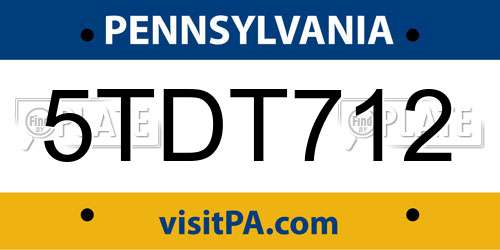 5TDT712 Pennsylvania License Plate