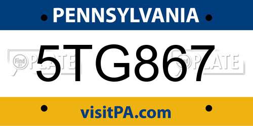 5TG867 Pennsylvania License Plate