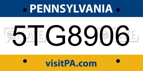 5TG8906 Pennsylvania License Plate