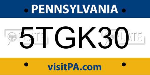 5TGK30 Pennsylvania License Plate