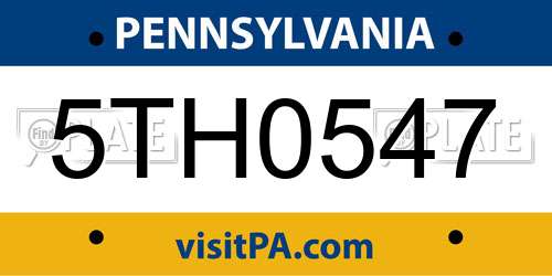 5TH0547 Pennsylvania License Plate