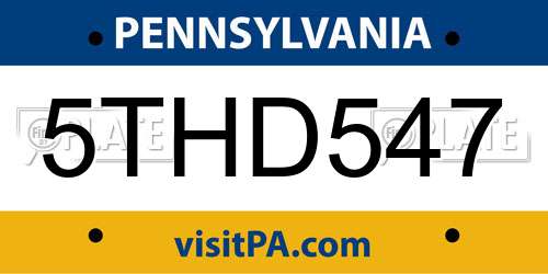 5THD547 Pennsylvania License Plate