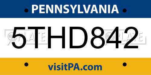 5THD842 Pennsylvania License Plate