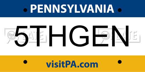 5THGEN Pennsylvania License Plate