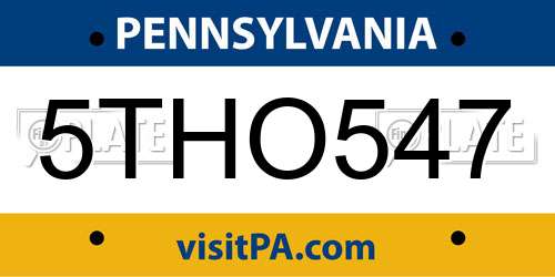 5THO547 Pennsylvania License Plate