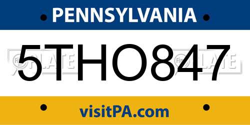 5THO847 Pennsylvania License Plate