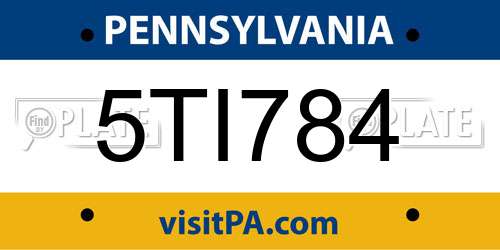5TI784 Pennsylvania License Plate
