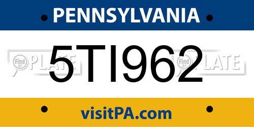 5TI962 Pennsylvania License Plate