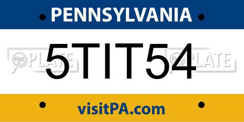 5TIT54 Pennsylvania License Plate