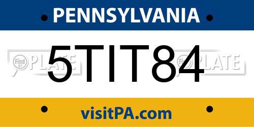 5TIT84 Pennsylvania License Plate