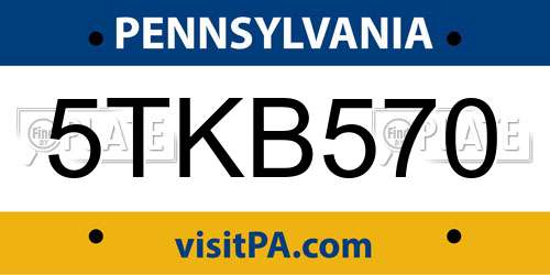 5TKB570 Pennsylvania License Plate