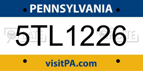 5TL1226 Pennsylvania License Plate