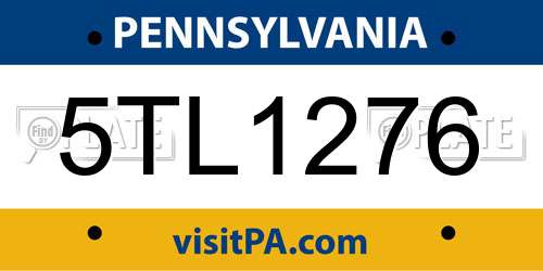 5TL1276 Pennsylvania License Plate