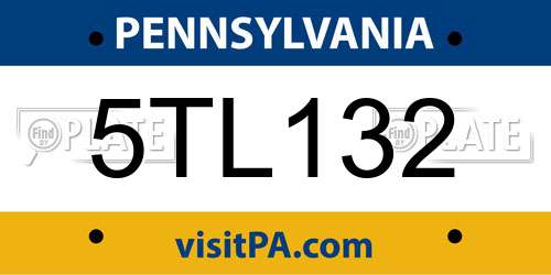 5TL132 Pennsylvania License Plate