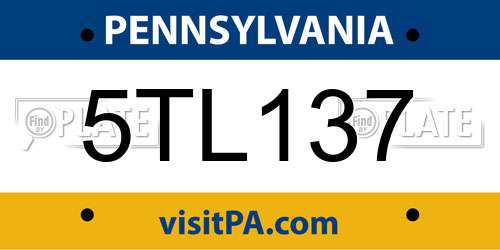 5TL137 Pennsylvania License Plate