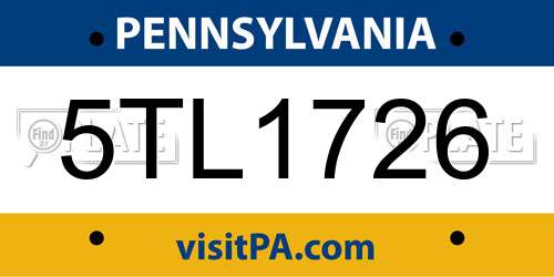 5TL1726 Pennsylvania License Plate
