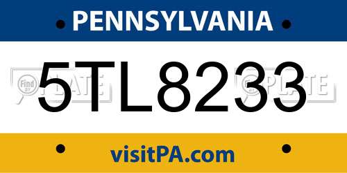 5TL8233 Pennsylvania License Plate