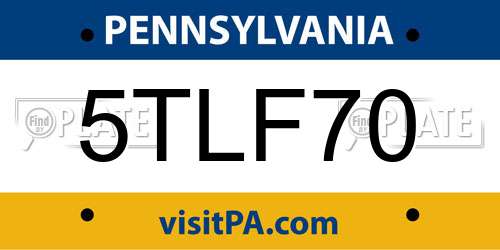5TLF70 Pennsylvania License Plate