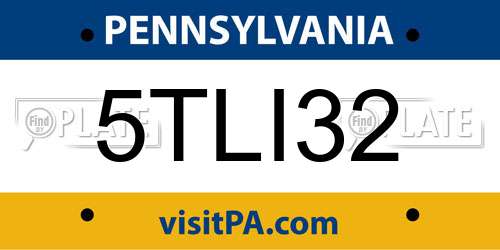 5TLI32 Pennsylvania License Plate