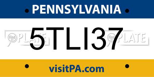 5TLI37 Pennsylvania License Plate