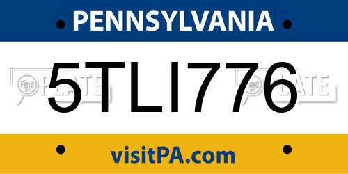 5TLI776 Pennsylvania License Plate