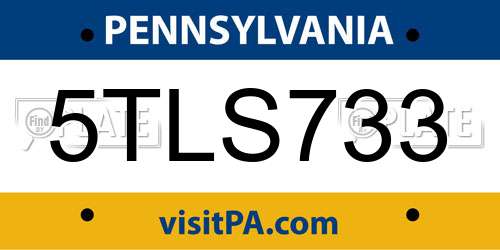 5TLS733 Pennsylvania License Plate