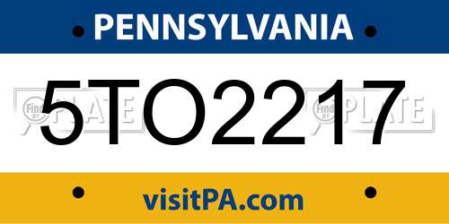5TO2217 Pennsylvania License Plate