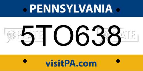 5TO638 Pennsylvania License Plate