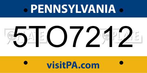 5TO7212 Pennsylvania License Plate