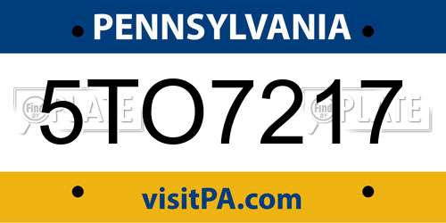 5TO7217 Pennsylvania License Plate