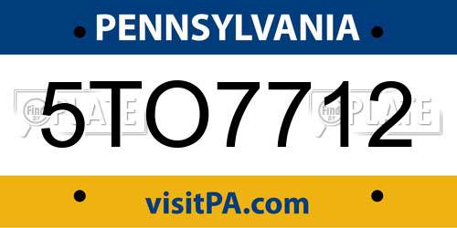 5TO7712 Pennsylvania License Plate