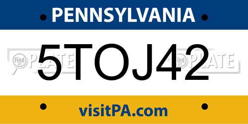5TOJ42 Pennsylvania License Plate