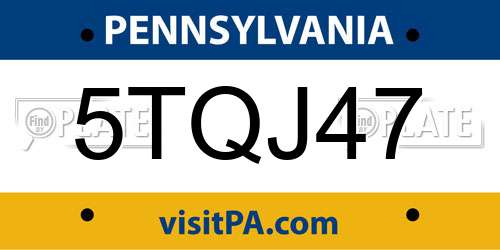 5TQJ47 Pennsylvania License Plate