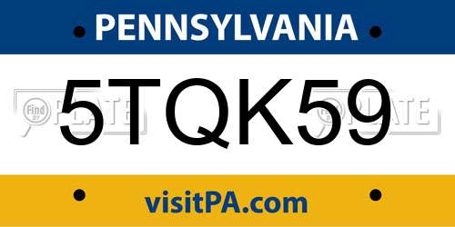 5TQK59 Pennsylvania License Plate