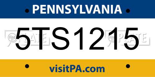 5TS1215 Pennsylvania License Plate