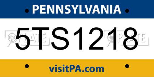 5TS1218 Pennsylvania License Plate