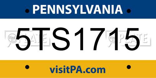 5TS1715 Pennsylvania License Plate