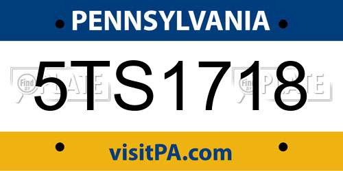 5TS1718 Pennsylvania License Plate