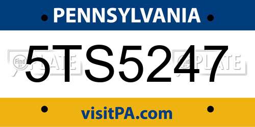 5TS5247 Pennsylvania License Plate
