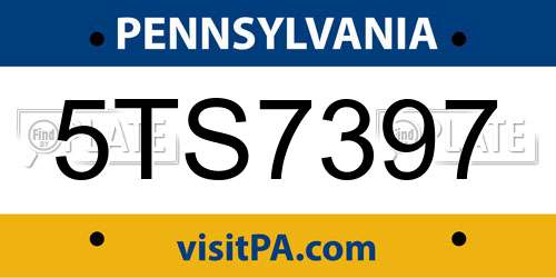5TS7397 Pennsylvania License Plate