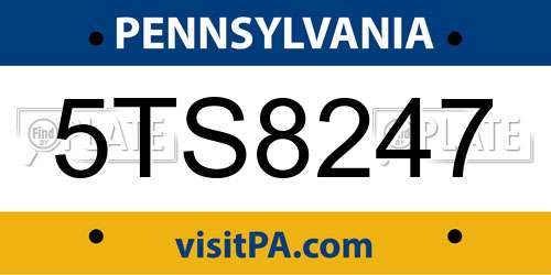 5TS8247 Pennsylvania License Plate
