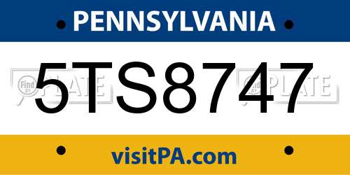 5TS8747 Pennsylvania License Plate