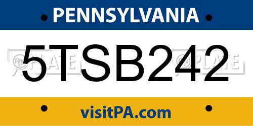 5TSB242 Pennsylvania License Plate