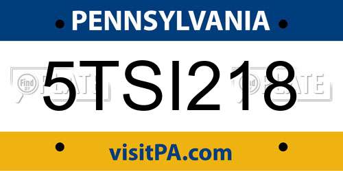 5TSI218 Pennsylvania License Plate