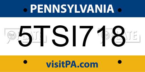 5TSI718 Pennsylvania License Plate