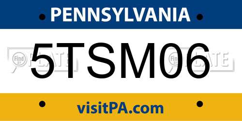 5TSM06 Pennsylvania License Plate
